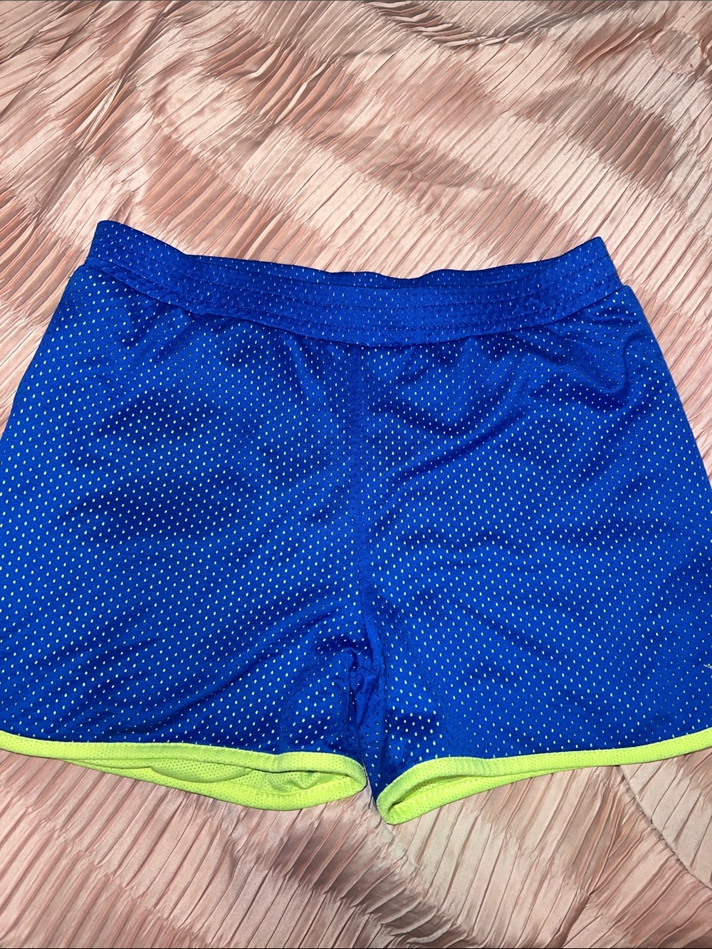 Girls' Royal Blue Athletic Shorts with Lime Trim